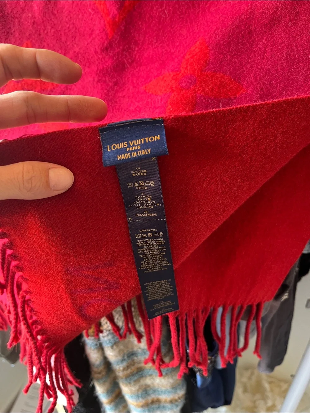 Louis Vuitton Red Monogram Jacquard Throw